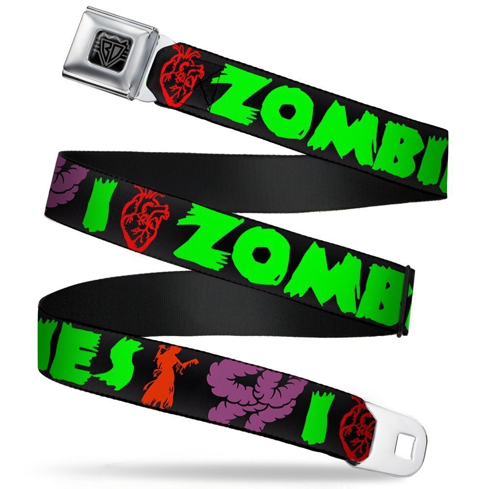 1477 Seatbelt Belt - I Heart Zombies - 1.0" Wide - 20-36 Inches in Length